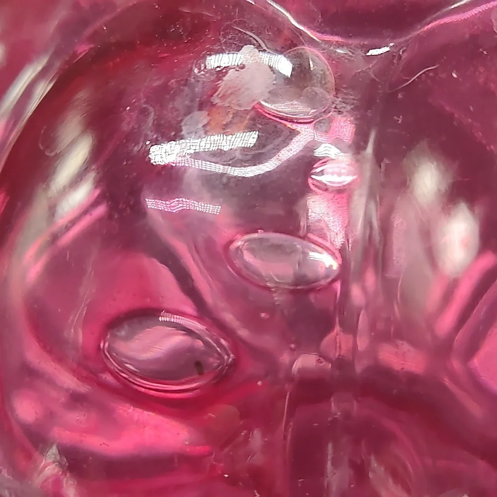 Fenton Cranberry Double Optic Crimped Vase